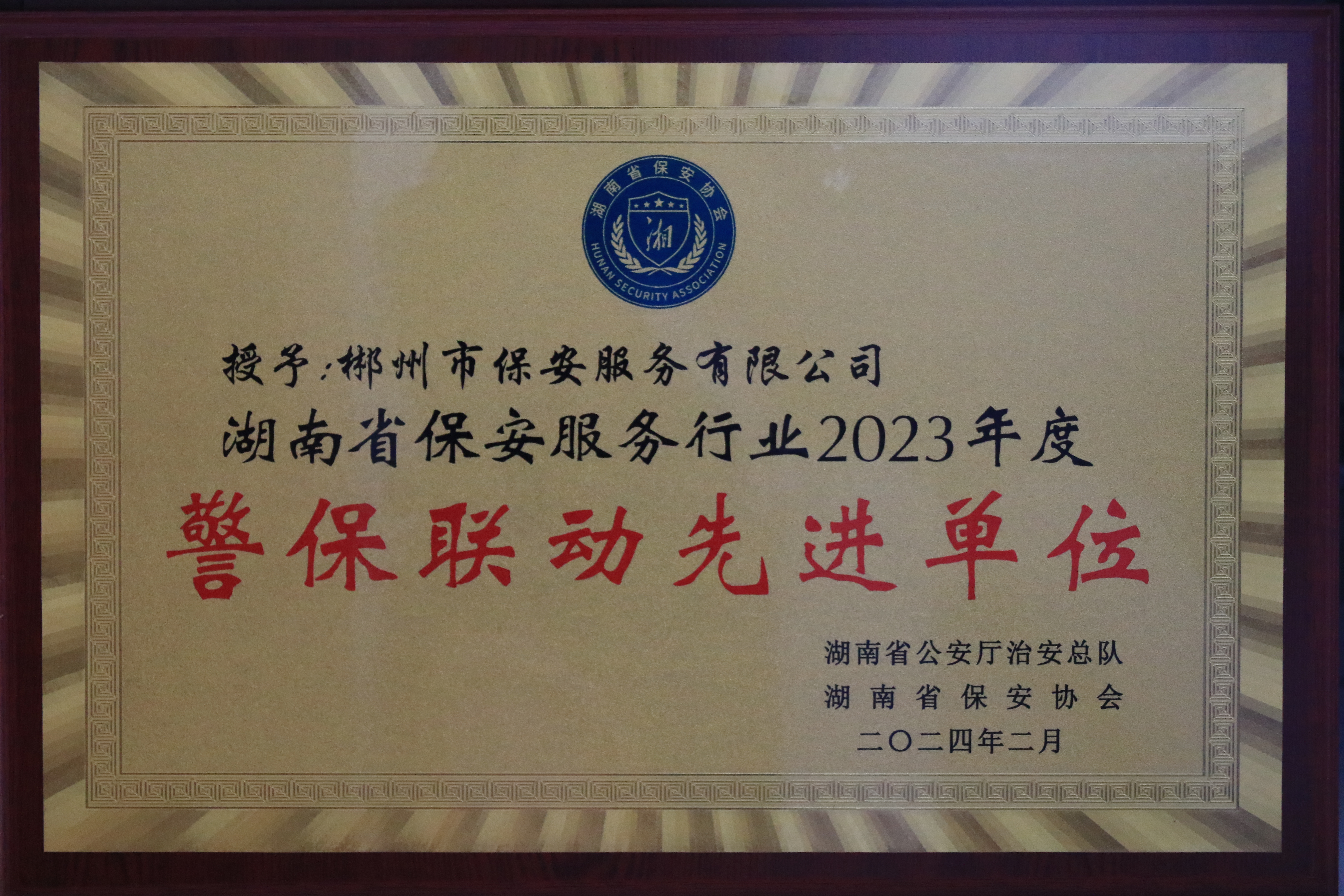 湖南省保安服務(wù)行業(yè)警保聯(lián)動(dòng)先進(jìn)單位